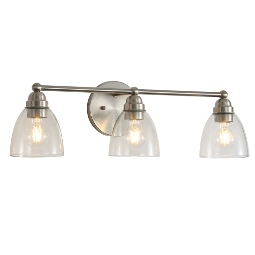 Modern 3-Light Brushed Nickel Bathroom Vanity Light