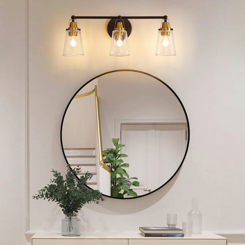 Modern 3-Light Black+Bronze Bathroom Vanity Light